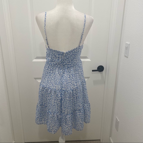 Blue and white leopard print spring / summer dress adjustable spaghetti strap - Picture 3 of 7